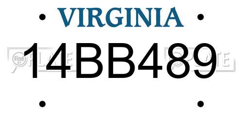 14BB489 Virginia License Plate