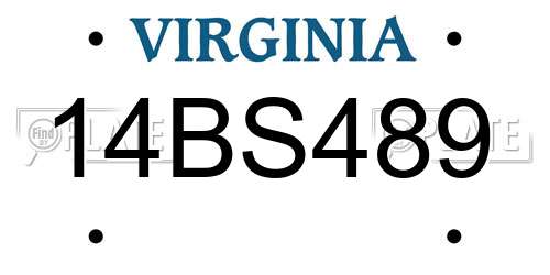 14BS489 Virginia License Plate