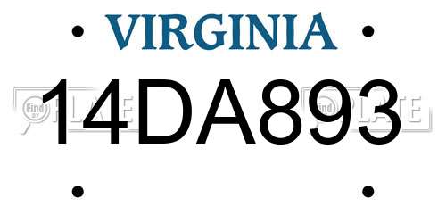 14DA893 Virginia License Plate