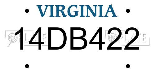 14DB422 Virginia License Plate