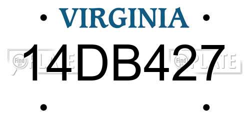14DB427 Virginia License Plate