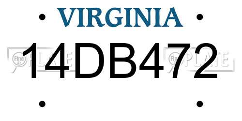 14DB472 Virginia License Plate