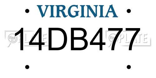 14DB477 Virginia License Plate
