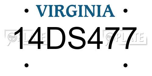 14DS477 Virginia License Plate