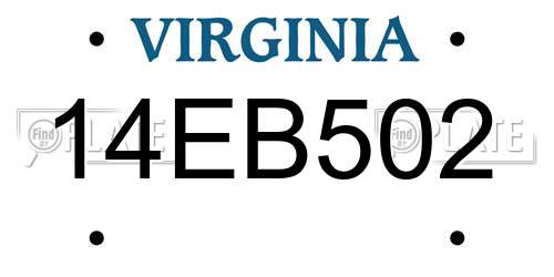 14EB502 Virginia License Plate
