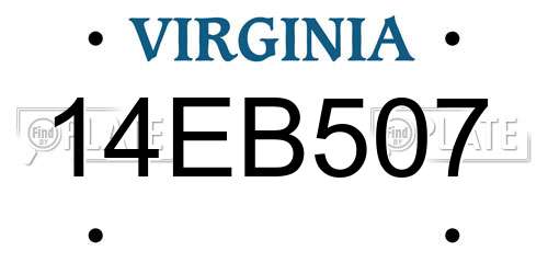 14EB507 Virginia License Plate