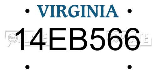 14EB566 Virginia License Plate