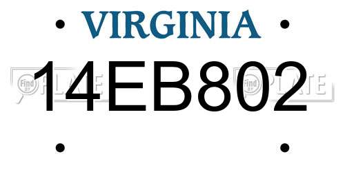 14EB802 Virginia License Plate