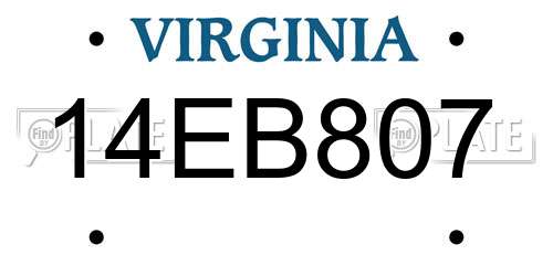 14EB807 Virginia License Plate