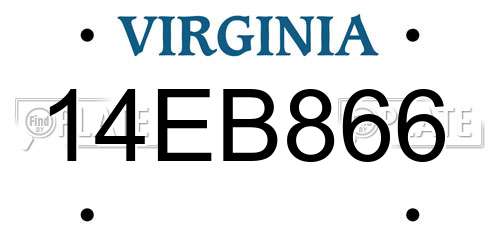 14EB866 Virginia License Plate