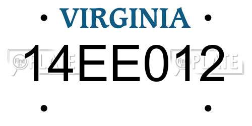 14EE012 Virginia License Plate