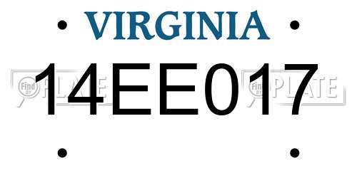 14EE017 Virginia License Plate
