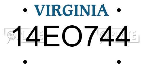 14EO744 Virginia License Plate