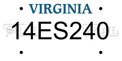 14ES240 Virginia License Plate