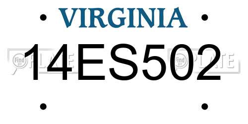 14ES502 Virginia License Plate