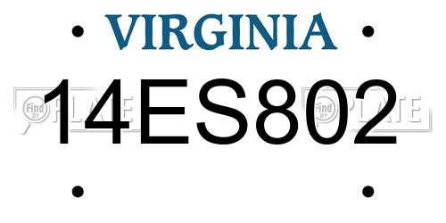 14ES802 Virginia License Plate
