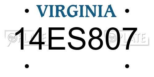 14ES807 Virginia License Plate
