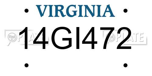 14GI472 Virginia License Plate