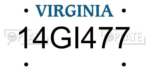 14GI477 Virginia License Plate