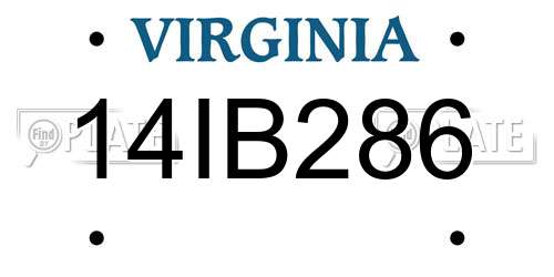 14IB286 Virginia License Plate