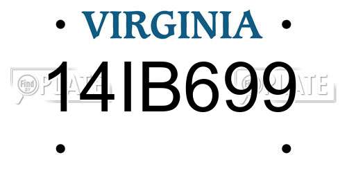 14IB699 Virginia License Plate