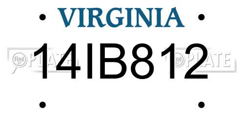 14IB812 Virginia License Plate