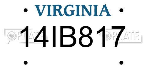 14IB817 Virginia License Plate