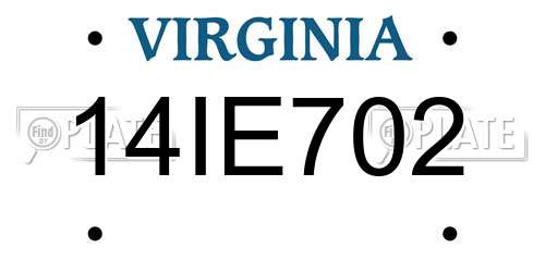 14IE702 Virginia License Plate
