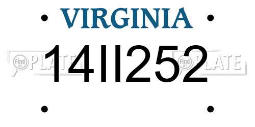 14II252 Virginia License Plate