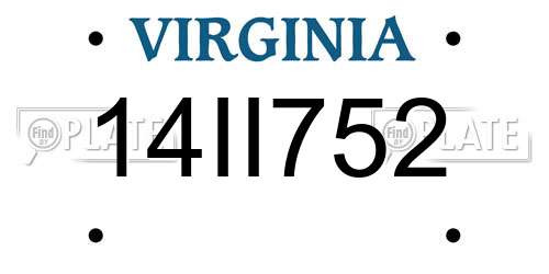 14II752 Virginia License Plate