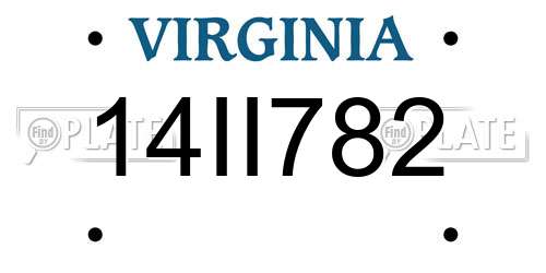 14II782 Virginia License Plate