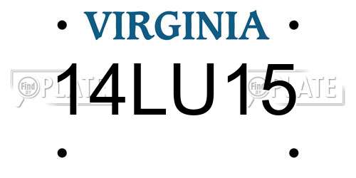 14LU15 Virginia License Plate