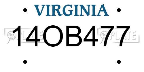 14OB477 Virginia License Plate