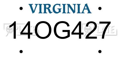 14OG427 Virginia License Plate