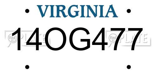 14OG477 Virginia License Plate