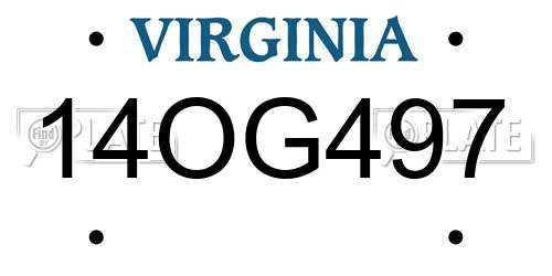 14OG497 Virginia License Plate