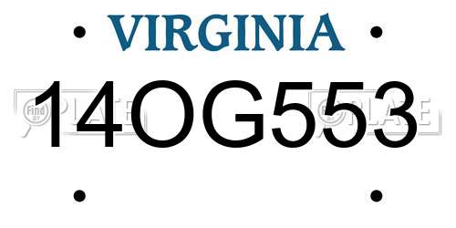 14OG553 Virginia License Plate