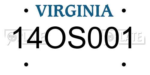 14OS001 Virginia License Plate