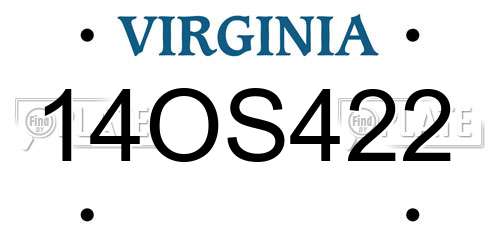 14OS422 Virginia License Plate