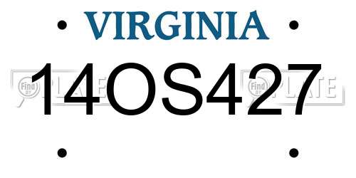 14OS427 Virginia License Plate