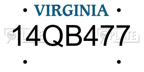 14QB477 Virginia License Plate