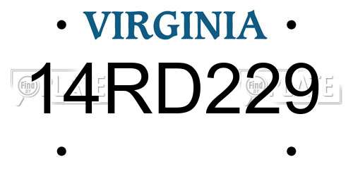 14RD229 Virginia License Plate