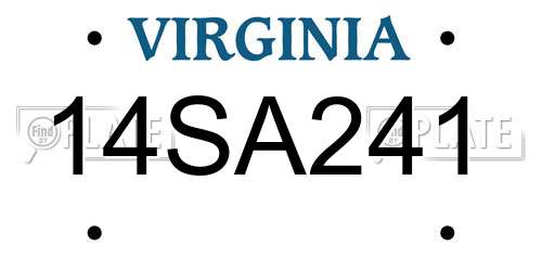 14SA241 Virginia License Plate