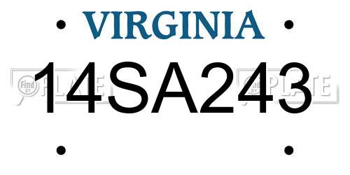 14SA243 Virginia License Plate