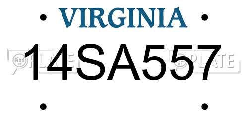 14SA557 Virginia License Plate