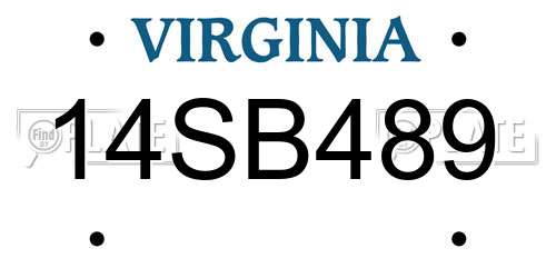 14SB489 Virginia License Plate