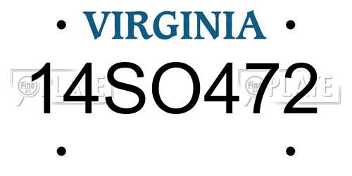 14SO472 Virginia License Plate