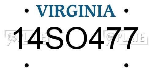 14SO477 Virginia License Plate