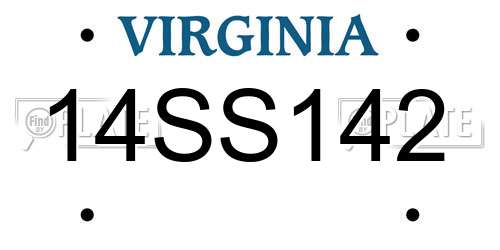 14SS142 Virginia License Plate