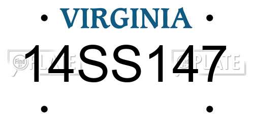 14SS147 Virginia License Plate